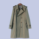 The sage green Military Style Double-Breasted Trench Coat