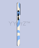 The side display of the Blue Cream Swirl Wavy Solid iPhone Case
