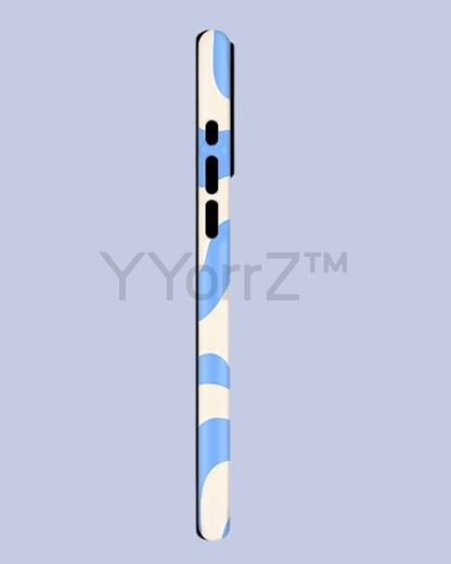 The side display of the Blue Cream Swirl Wavy Solid iPhone Case
