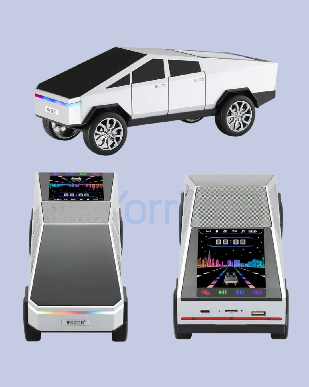 Silver 15W HD Sound Cybertruck Shaped Wireless Bluetooth Speaker