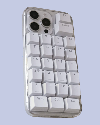 The slide back view of the Clear Mechanical Keyboard Keycap iPhone Case