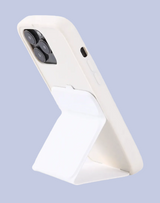 The stand display of the white Slim Tri-Fold Stand Silicone iPhone Case 