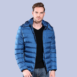 The steel blue Winter Hooded Down Cotton Fill Puffer Jacket