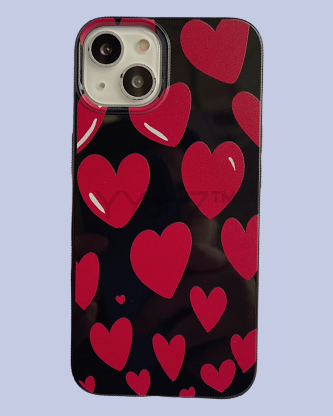 Glossy Bold Red Hearts iPhone Case