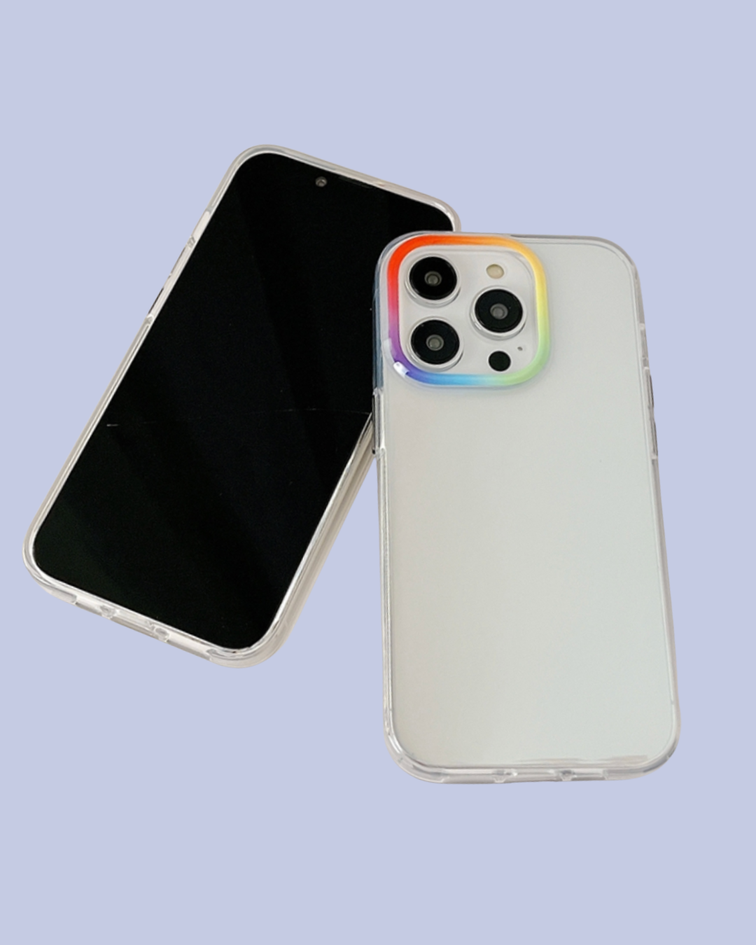 The non-magnetic suction Rainbow Design Transparent iPhone Cover