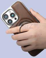 The Ring Stand Feature of the 360° Flip Ring Leather MagSafe Magnetic iPhone Case