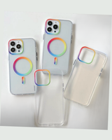 The magnetic suction and Non-suction Rainbow Design Transparent iPhone Cover