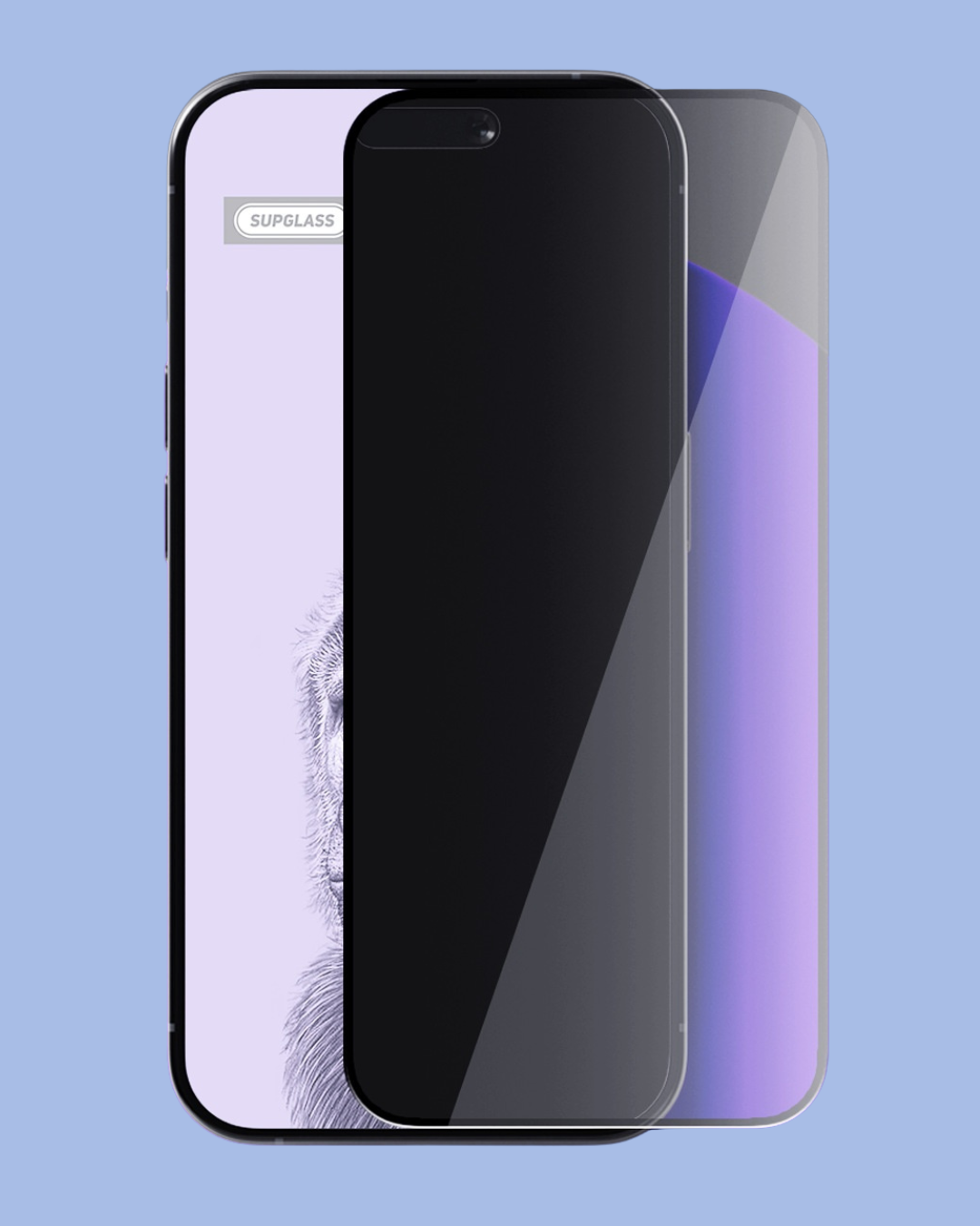The SupGlass Full Privacy Tempered Glass Anti-Peeping Screen Protector on the iPhone display