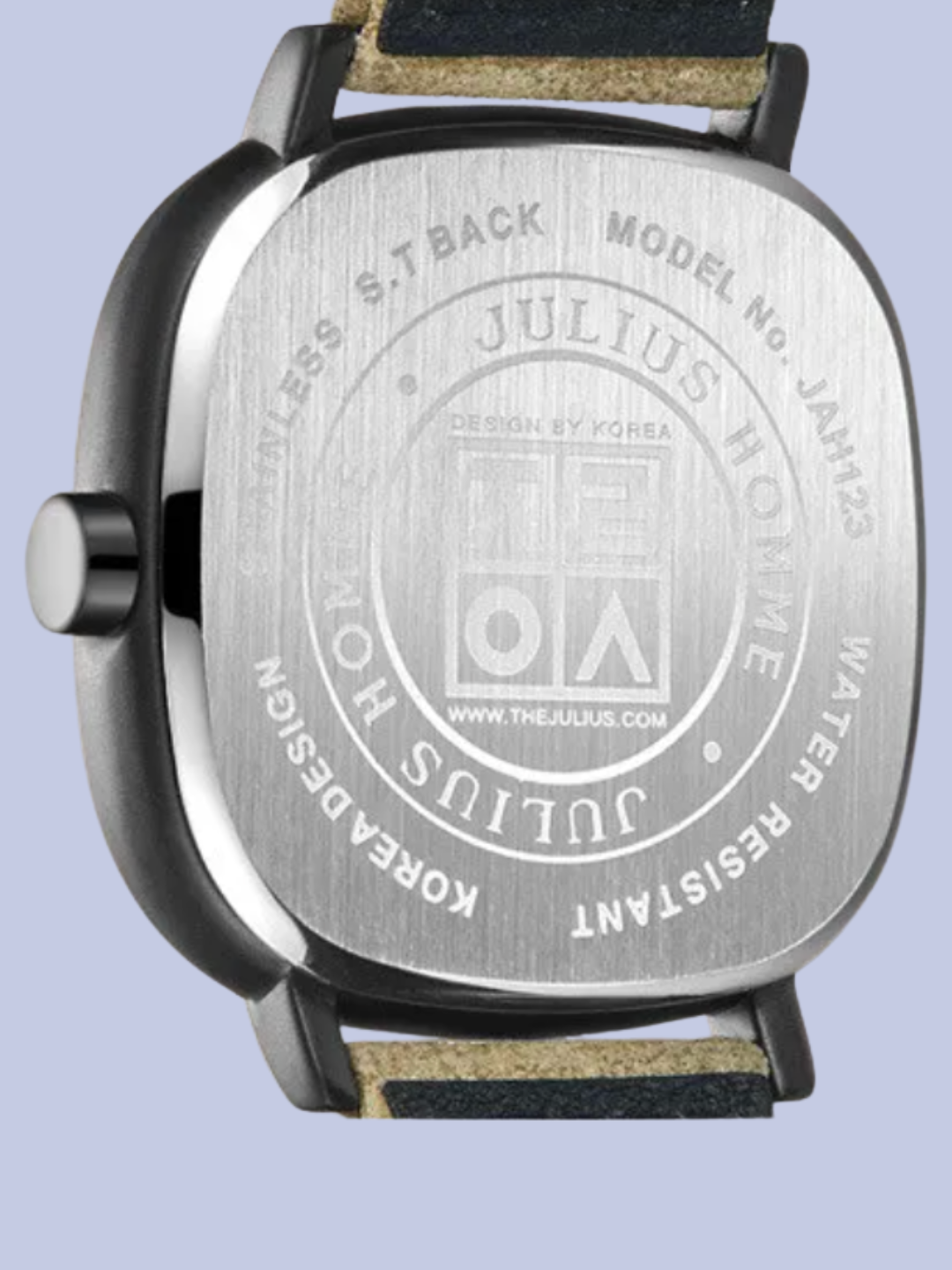 the back of the Julius Homme JAH123 Square Analog Quartz Watch