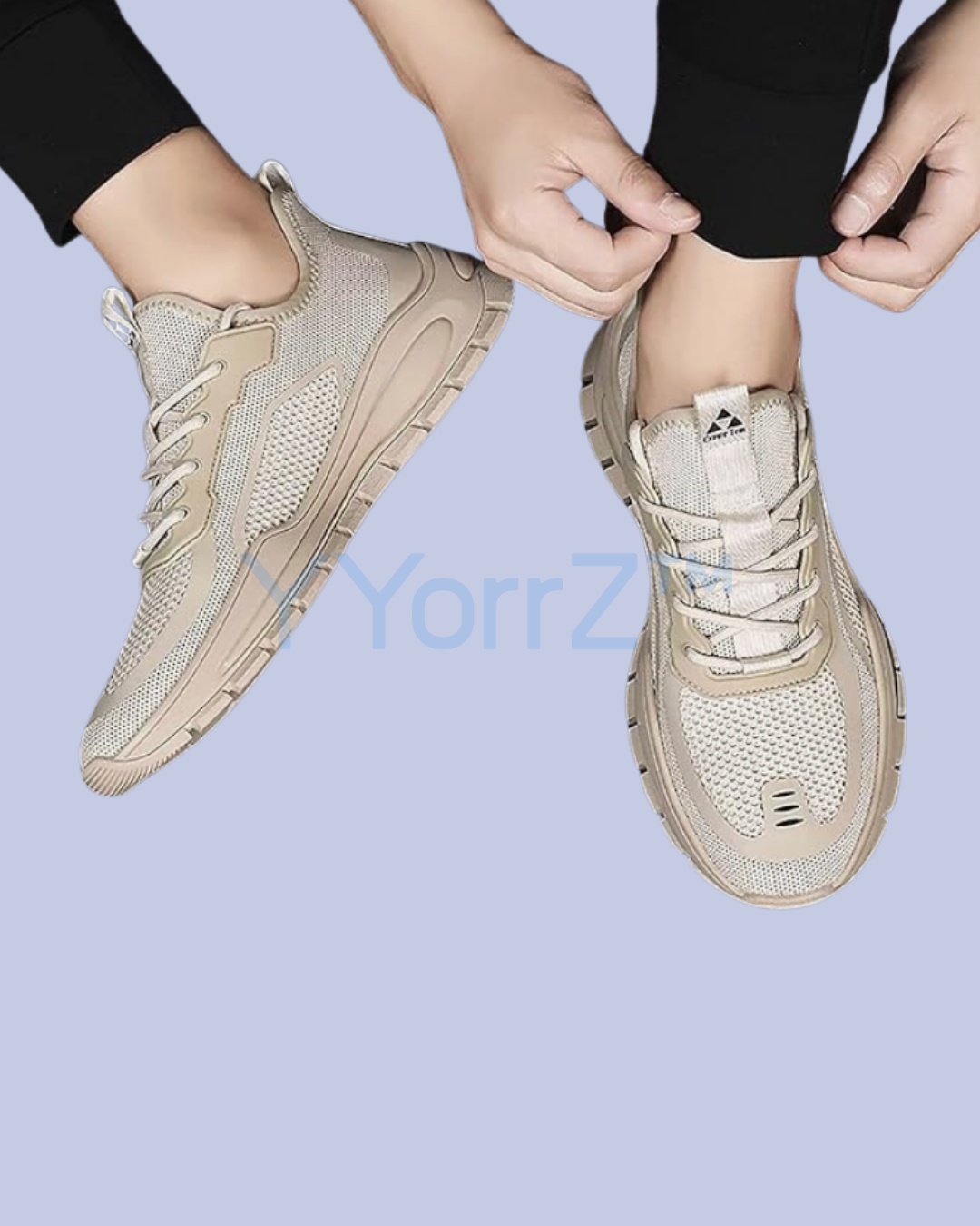 The beige Lightweight Breathable Mesh Sneakers with EVA Insole and Rubber Sole in real life