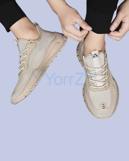 The beige Lightweight Breathable Mesh Sneakers with EVA Insole and Rubber Sole in real life