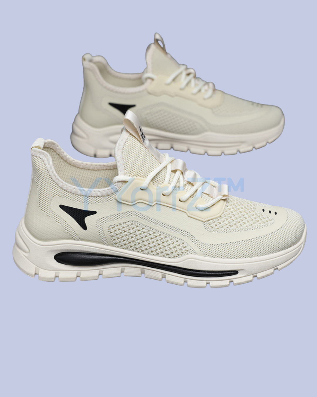The display of the beige Lightweight Breathable Mesh Sneakers with EVA Insole and Rubber Sole