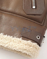 The edge of the Thick Vintage Faux Leather Curly Shearling Lining Jacket