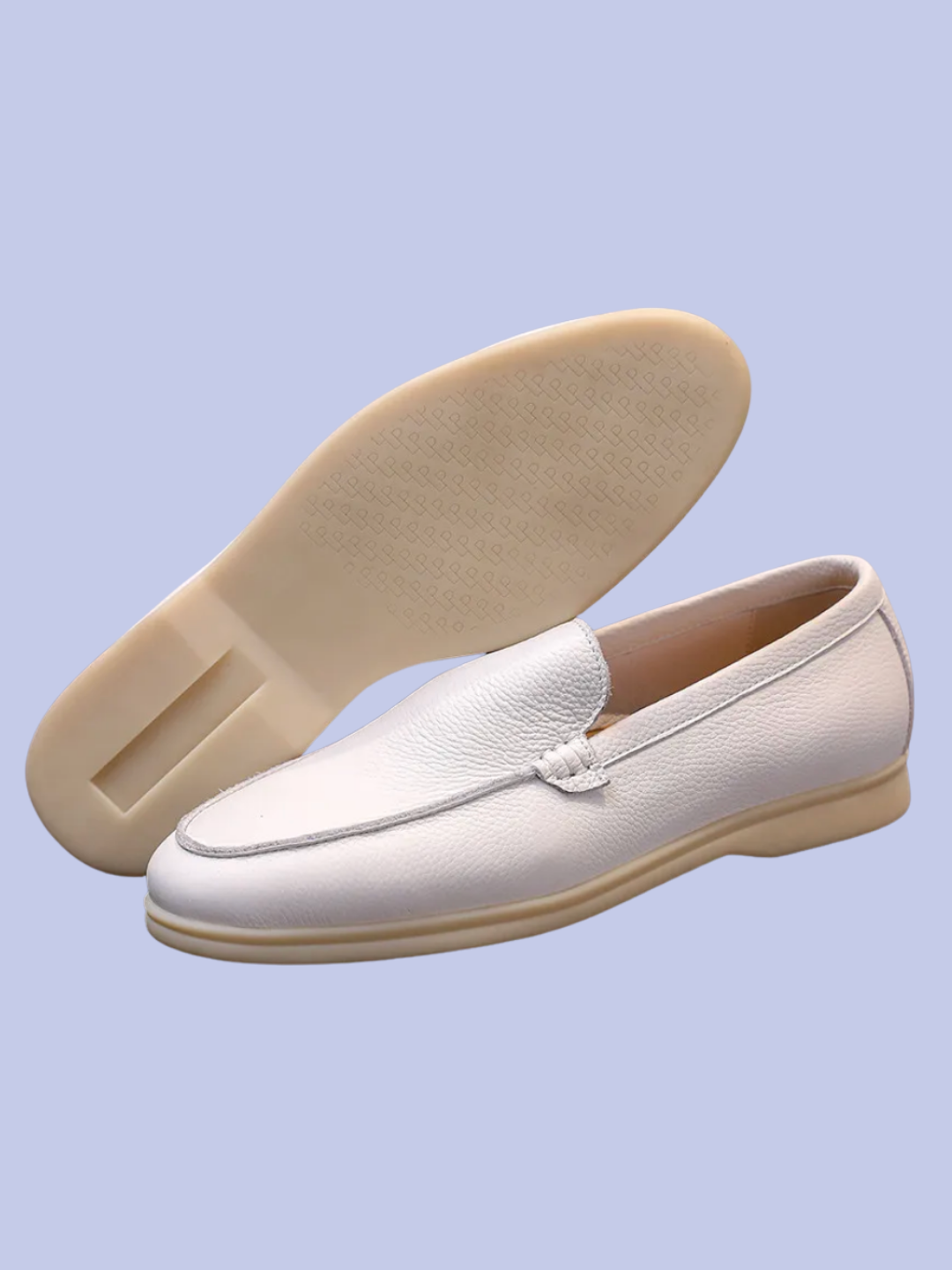 The sole of the white Pebbled Leather Slip-On Loafers