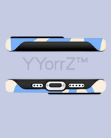 The top and bottom display  of the Blue Cream Swirl Wavy Solid iPhone Case