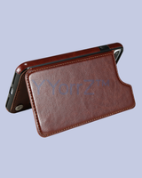 Viewing Side of the Brown Multi-card Slot Double Openings Leather Smart iPhone Case