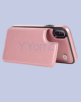 Viewing Side of the Rose Gold Multi-card Slot Double Openings Leather Smart iPhone Case