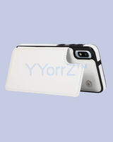 Viewing Side of the White Multi-card Slot Double Openings Leather Smart iPhone Case